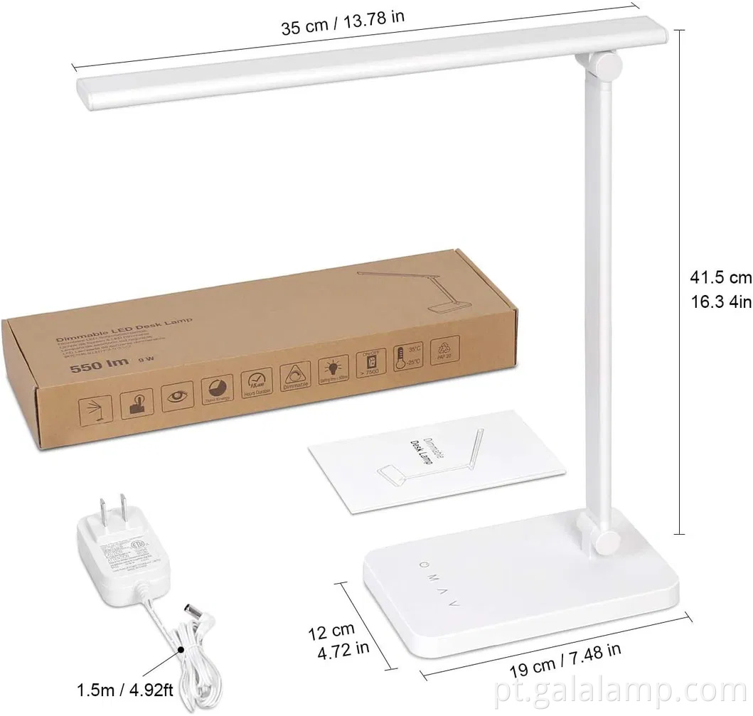 Lâmpada de mesa de controle de controle de toque com 3 modos de cores